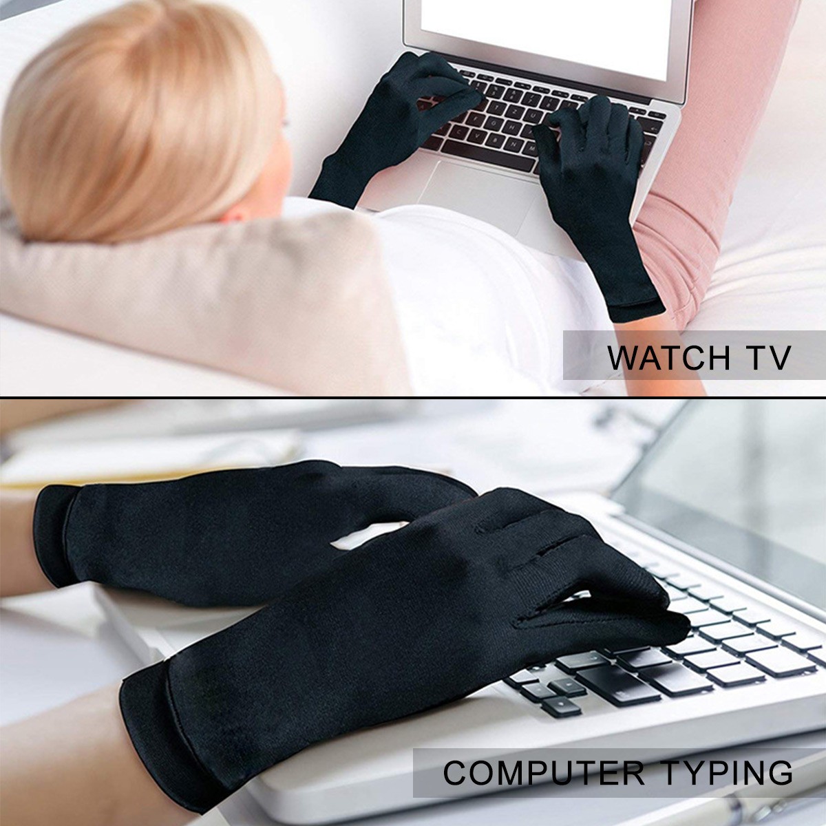 2 Pairs Soft Compression Arthritis Gloves Fingerless Hand Gloves for Women & Men