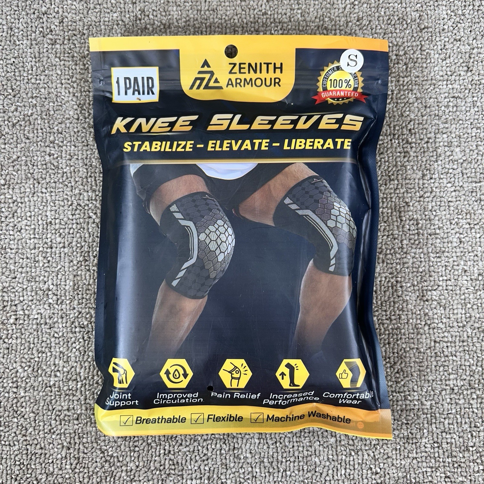 Knee Sleeve Knee Brace for Men & Women Pain Meniscus Tear ACL Arthritis 1 Pair S