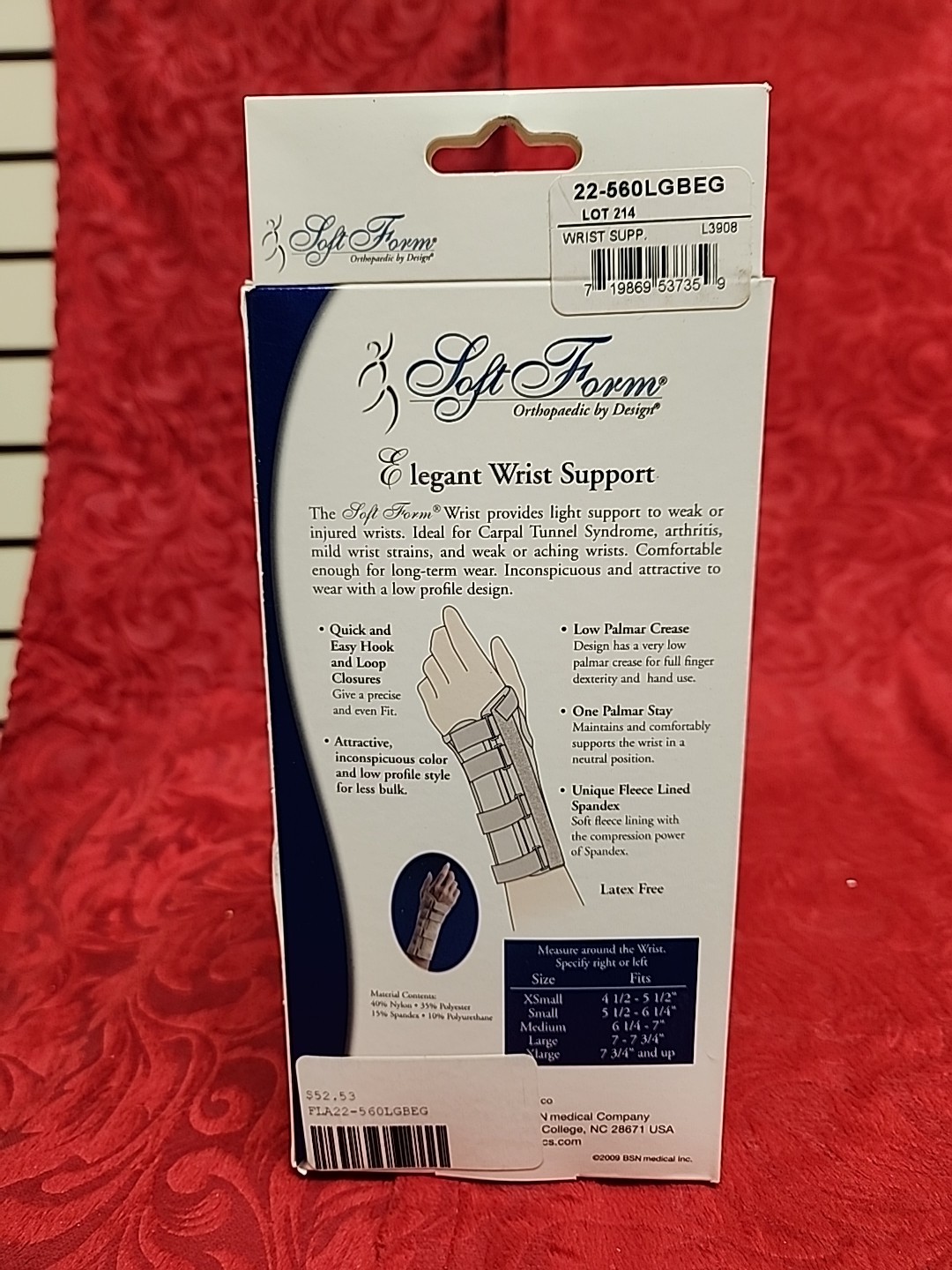 FLA Soft Form Elegant Wrist Support Large Right New In Box