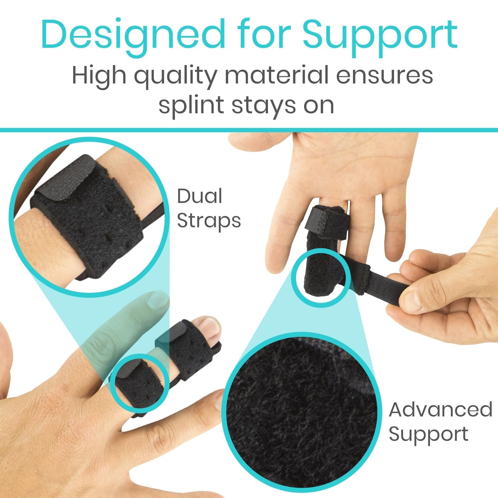 Vive Finger Splint (2 Pack) – Universal Straightener – 1 Count, Black