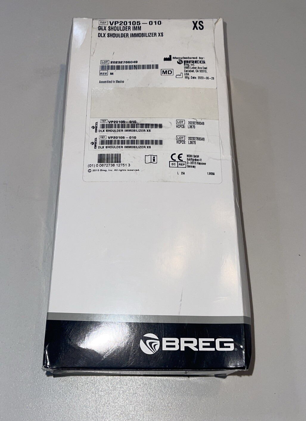 Breg Inc Shoulder Immobilizers – DLX Shoulder Size XS VP20105-040
