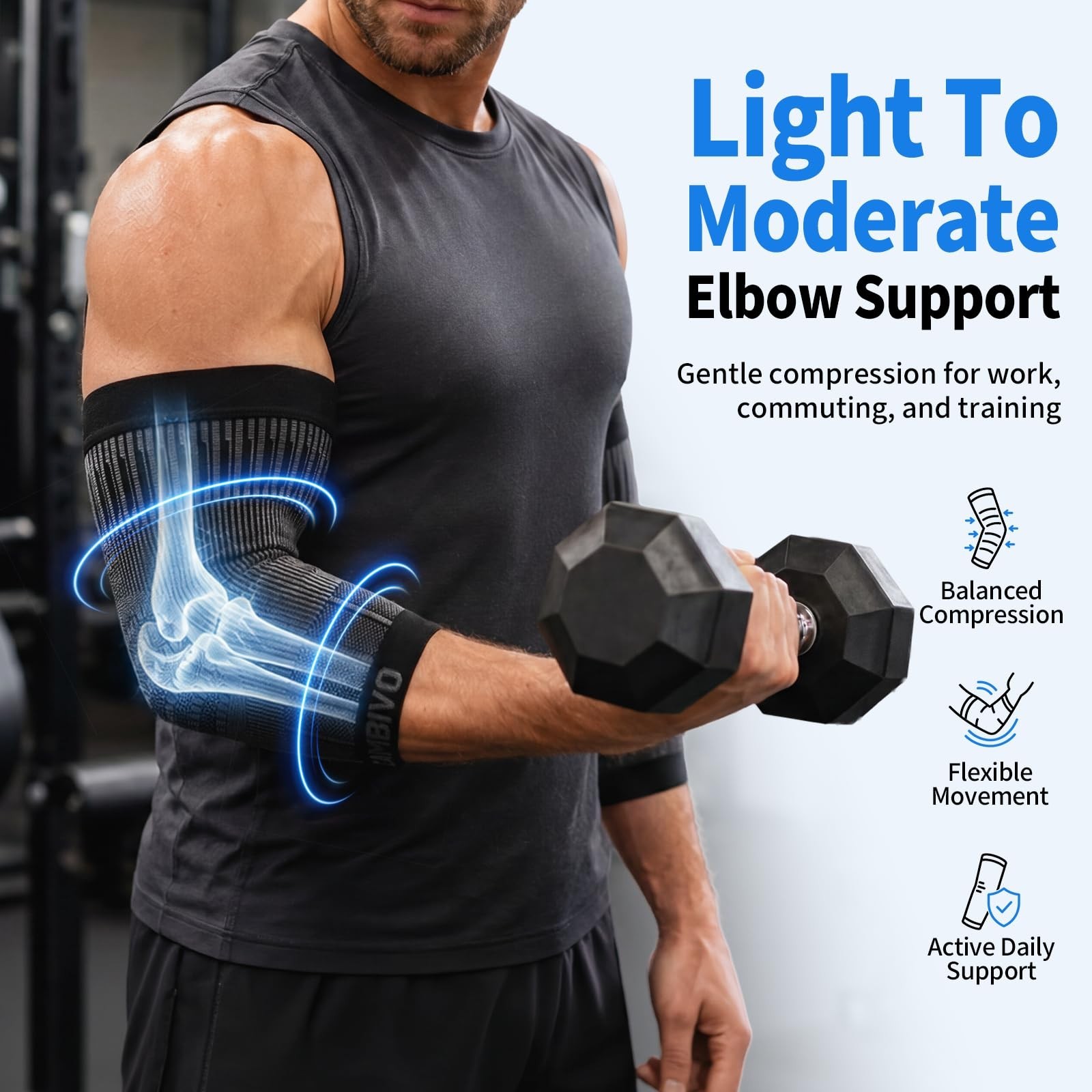 2 Pack Tennis Elbow Compression Sleeves – Lightweight Support Brace for Pain Rel