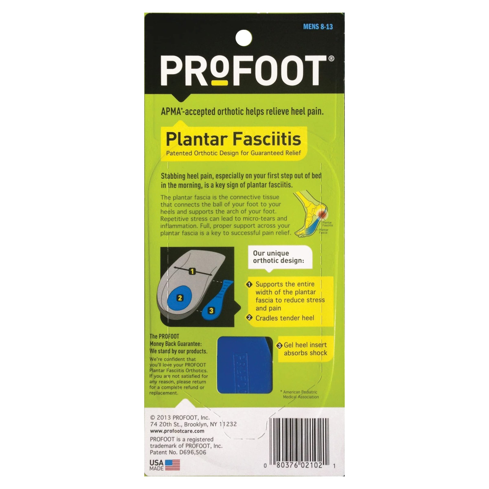 PROFOOT Plantar Fasciitis Orthotic Insoles for Men (Sizes 1 Pair, Pale Gray