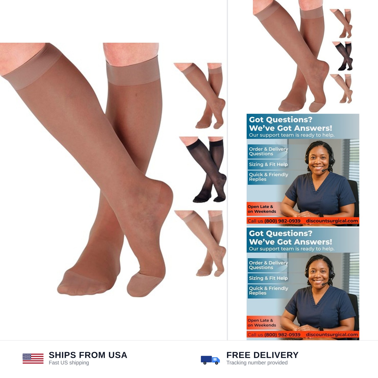 ABSOLUTE SUPPORT – Compression Stockings for Women 20-30mmHg – Sheer Graduate…