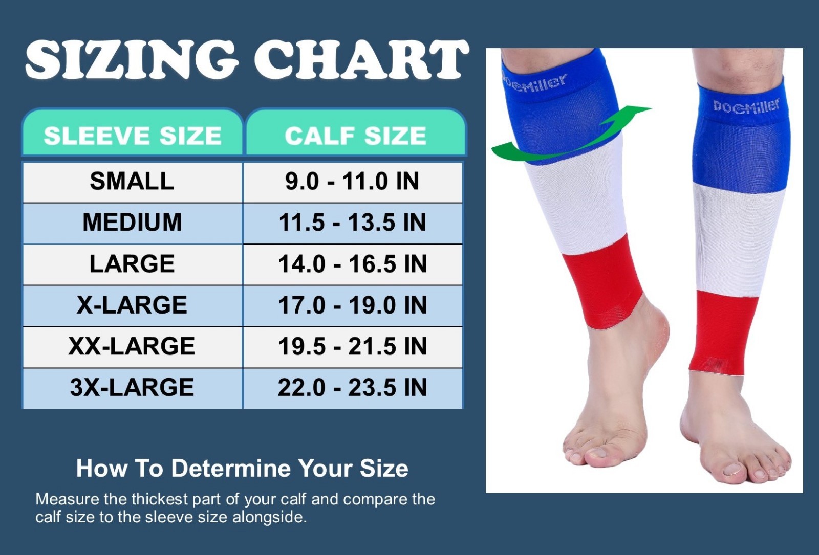 Doc Miller Compression Calf Sleeve Running Leg Support Brace 15-20 mmHg Splint