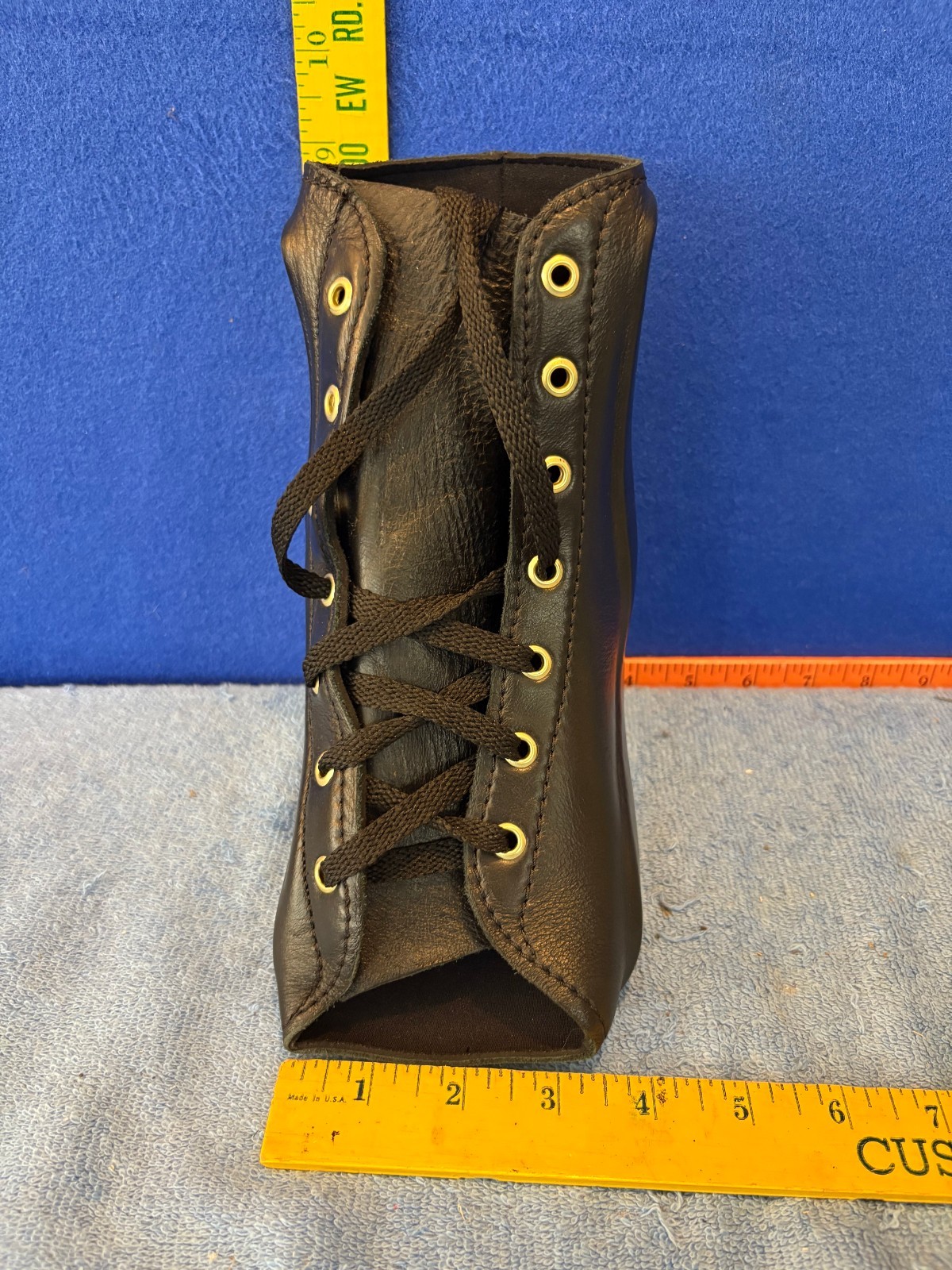 AZAFO Leather Ankle Lace Up Orthopedic Brace Left Foot