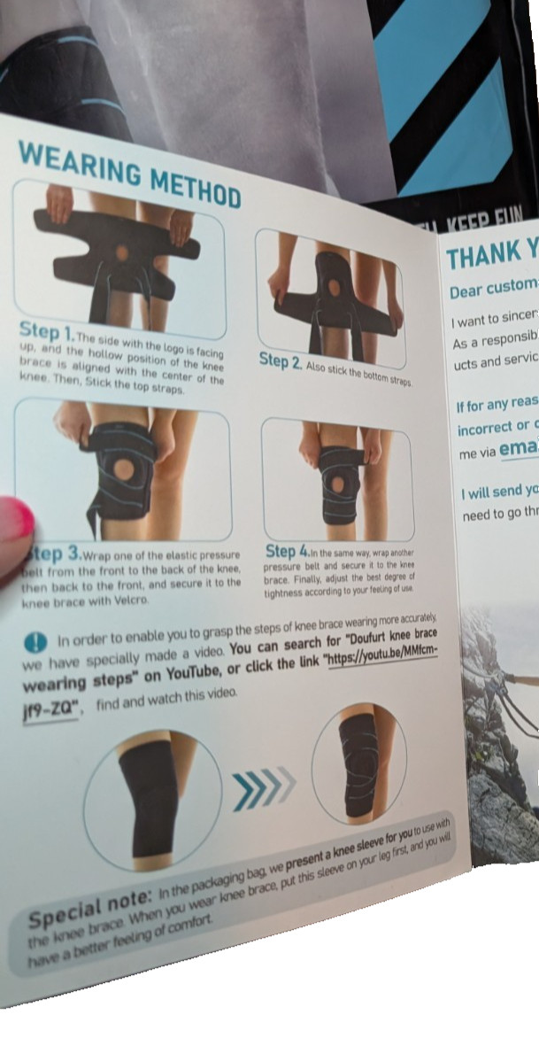 DOUFURT Knee Brace With Side Stabilizers Size XL Blue & Black