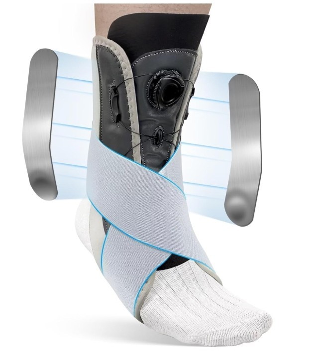 Knob-Adjustable Ankle Brace w/ Removable Stabilizers – L Size – Plantar Fasciiti