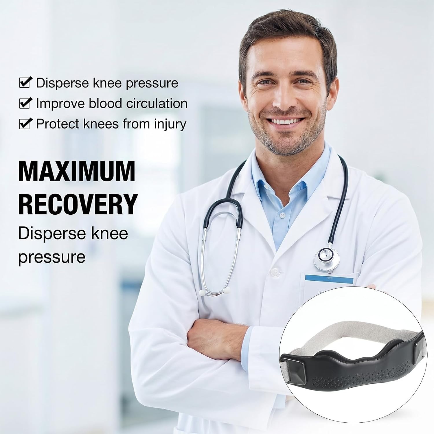 Silicone Patellar Tendon Support Strap 2-Pack, Knee Brace for Women Men, Adju…