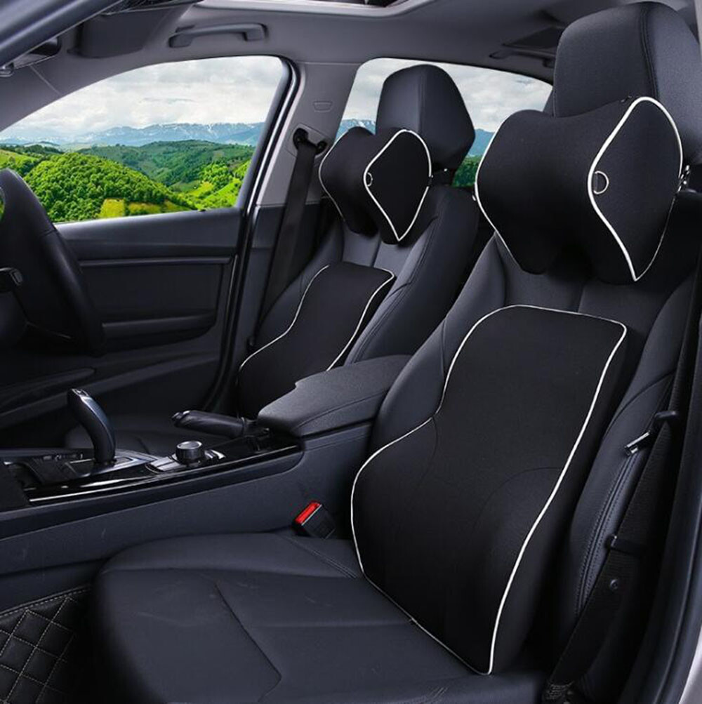 Memory Foam Car Lumbar Support & Neck Pillow Set – Comfort Kit