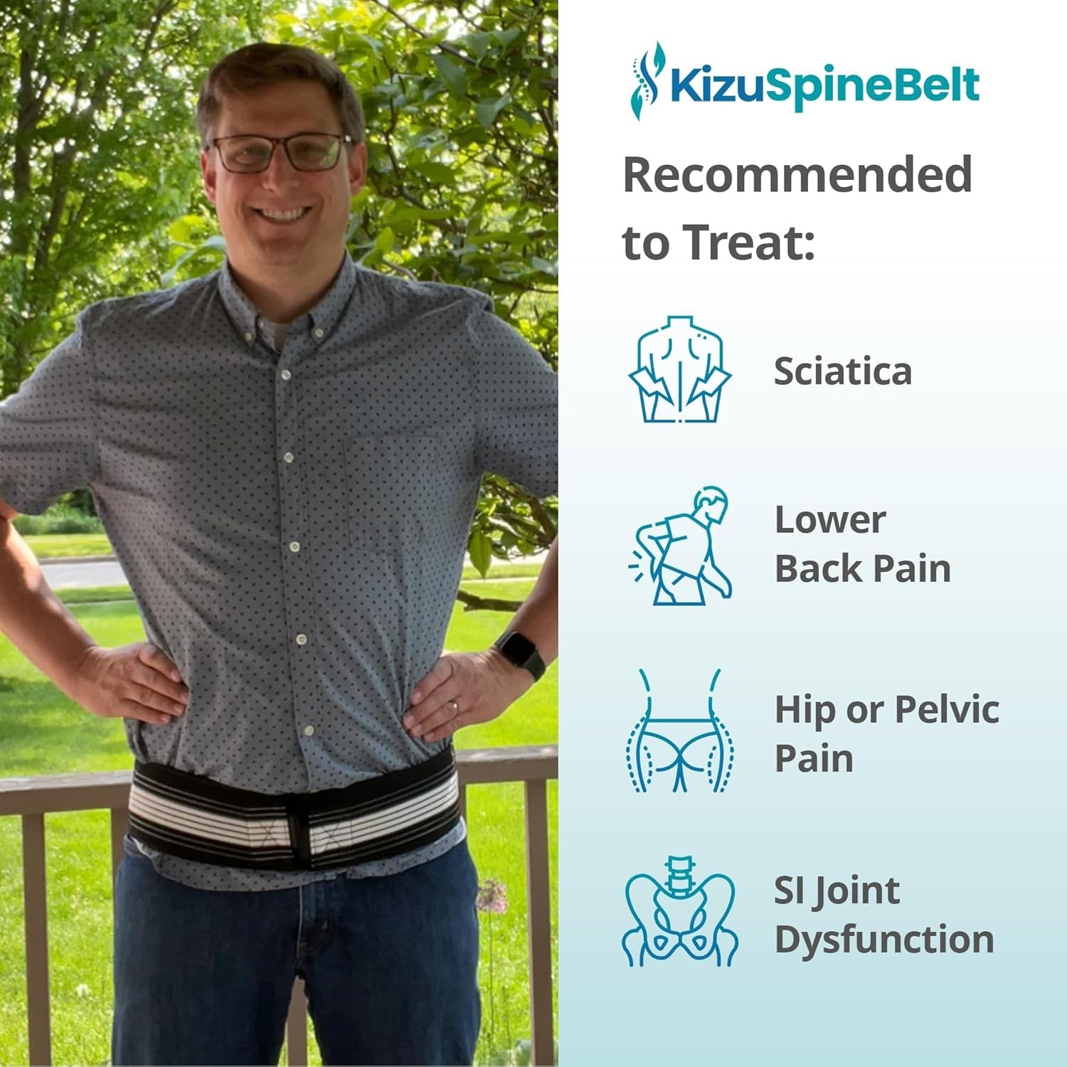 Sleek Kizu Low-Profile SI Joint Support Belt – Adjustable Sciatica Pain Relief