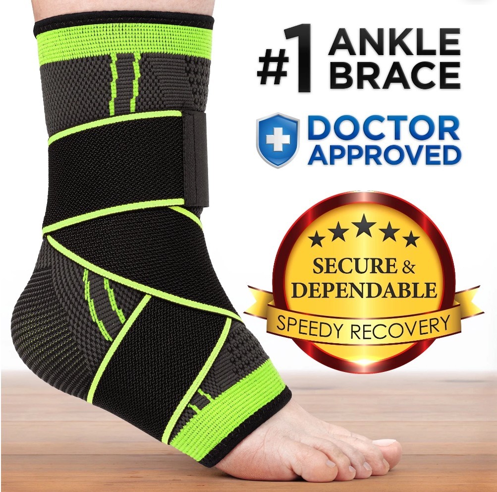 Mata1 – Ankle Brace for Plantar Fascitis Sprain Achilles – Black/Green- One Size