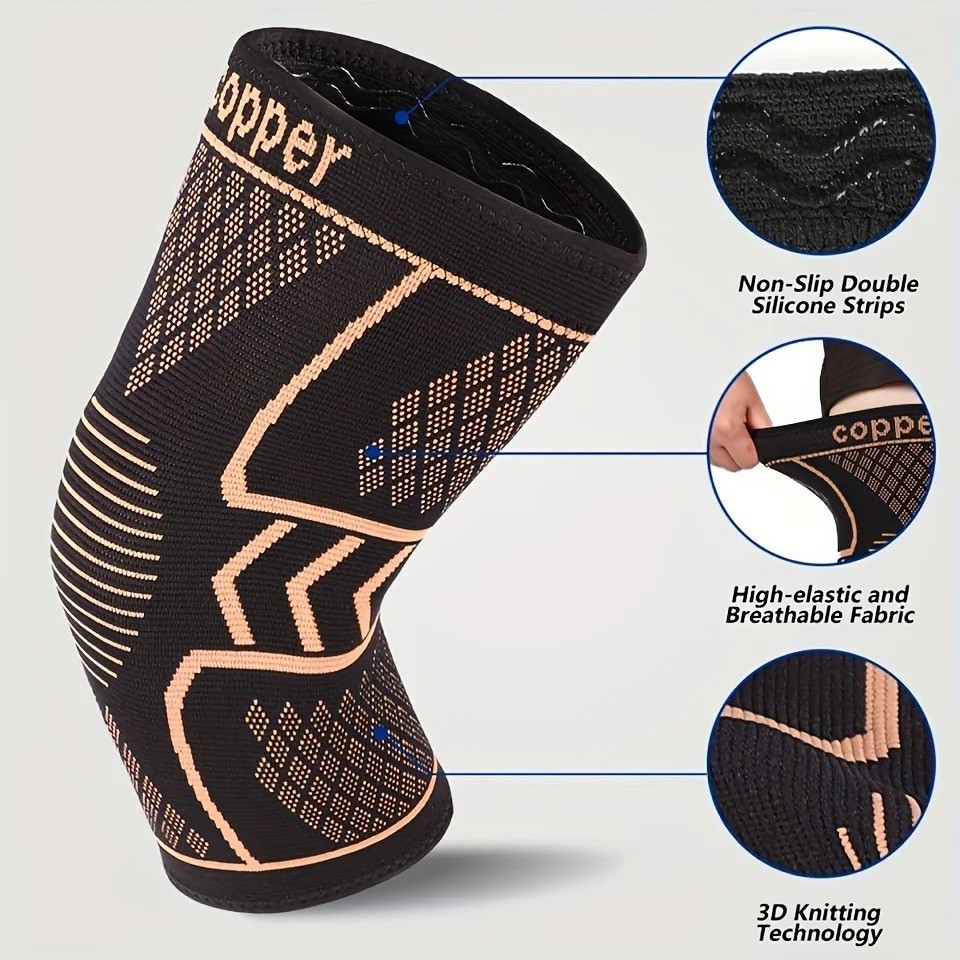 2 PCS Compression Knee Brace for Men, Women, Copper Compress Sleeve Top Quality