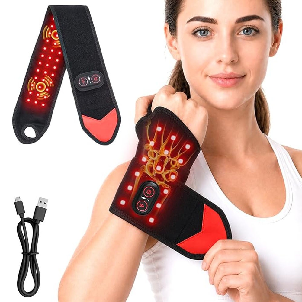 Cordless Hand Wrist Heating Wrap Red Light Therapy for Carpal Tunnel Relief Pain