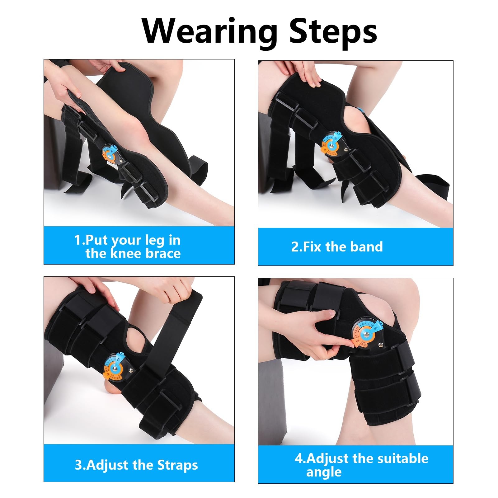 Hinged ROM Knee Braces Adjustable Knee Immobilizer Support for Knee Pain ACL …