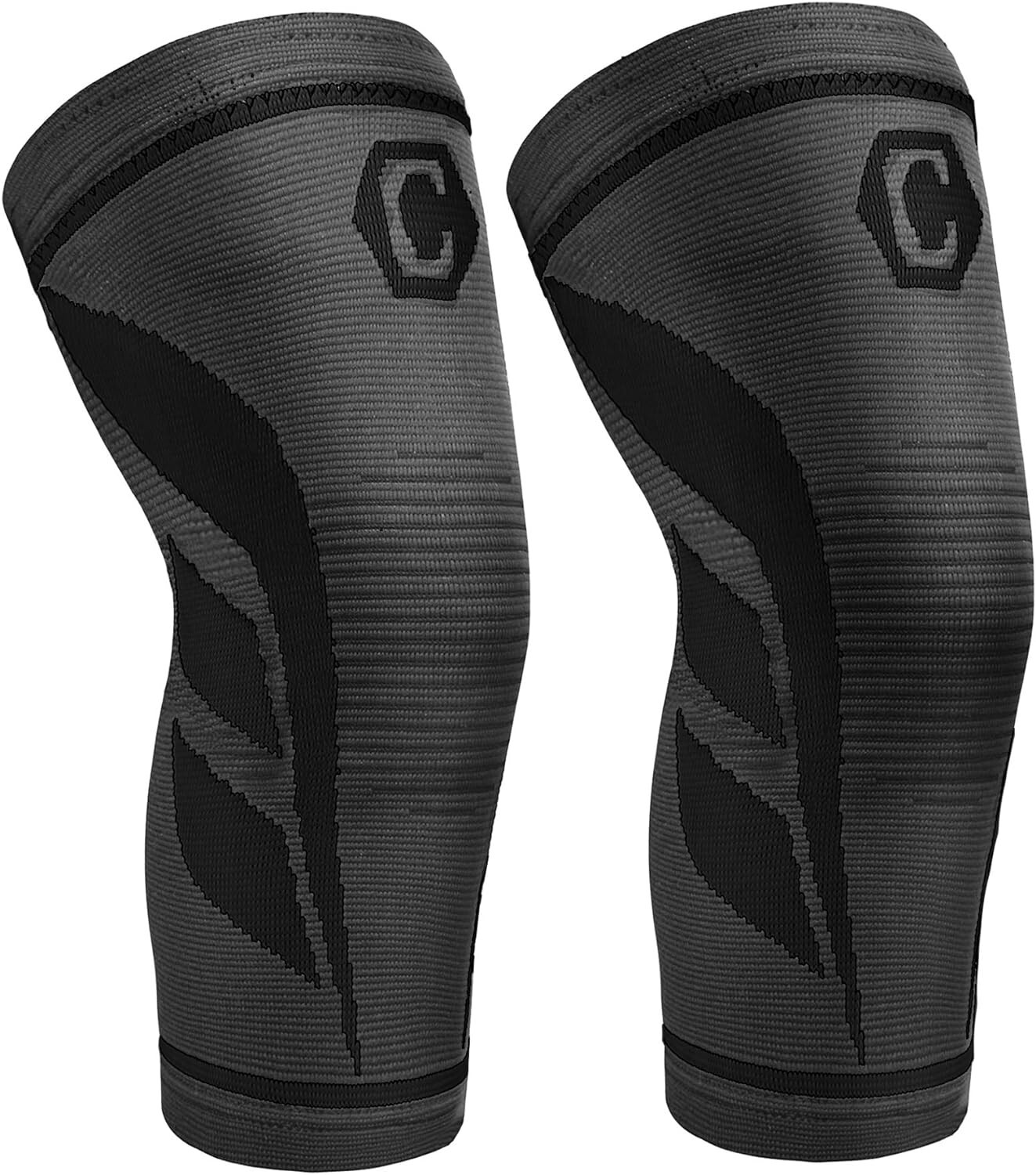 CAMBIVO 2 Pack Knee Brace, Knee Compression Sleeve Support for Men and Women L