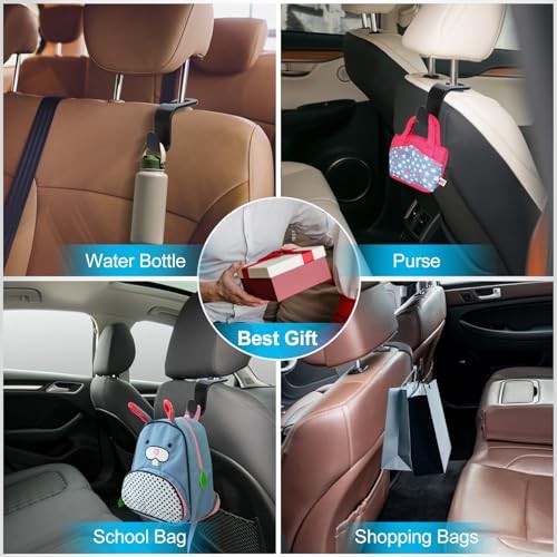 Car Headrest Hooks for Purses and Bags Set of 4 Automotive Seat Back