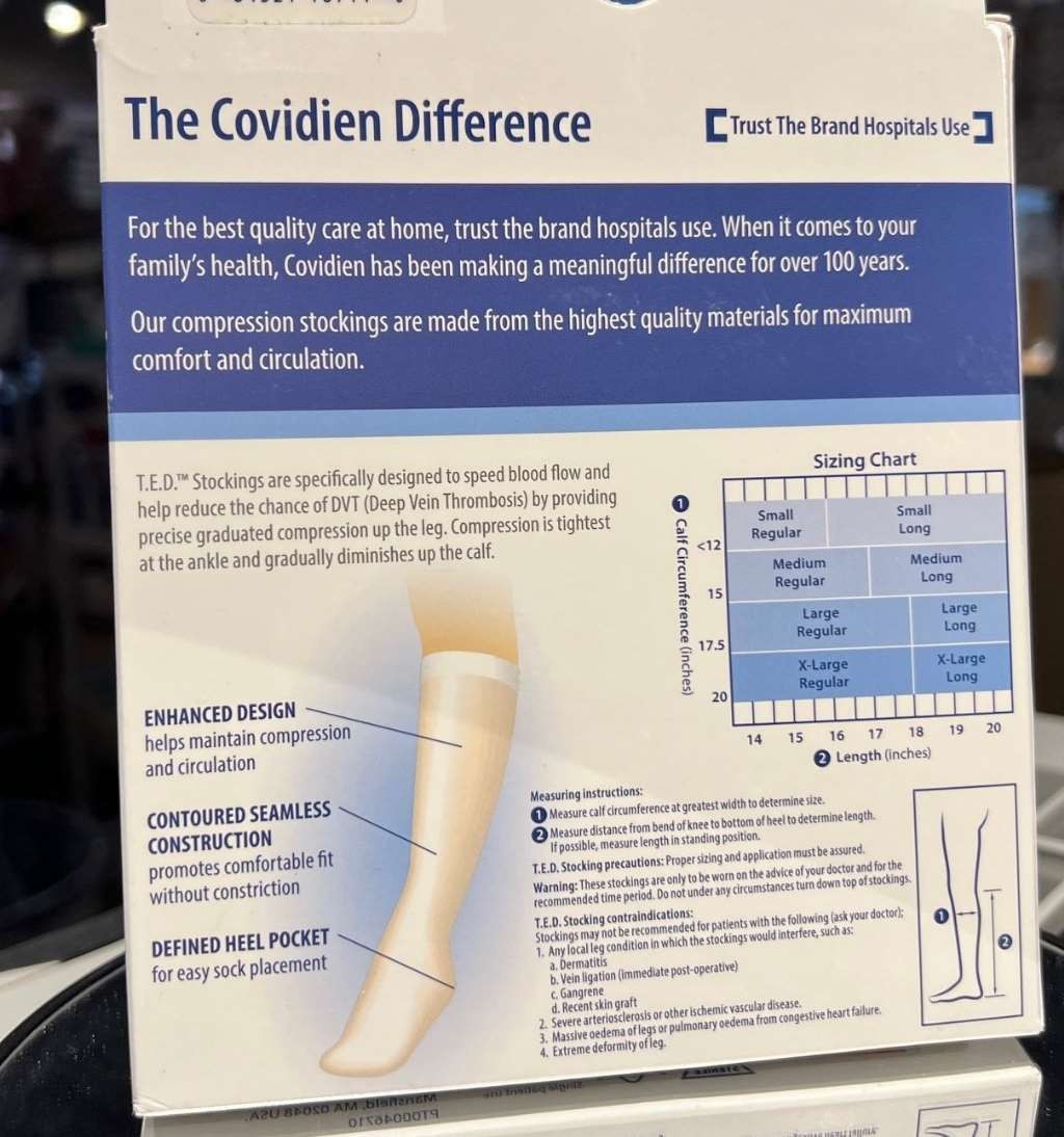 Covidien T.E.D. Anti-Embolism Stockings Closed Toe Knee White X-Large/Regular