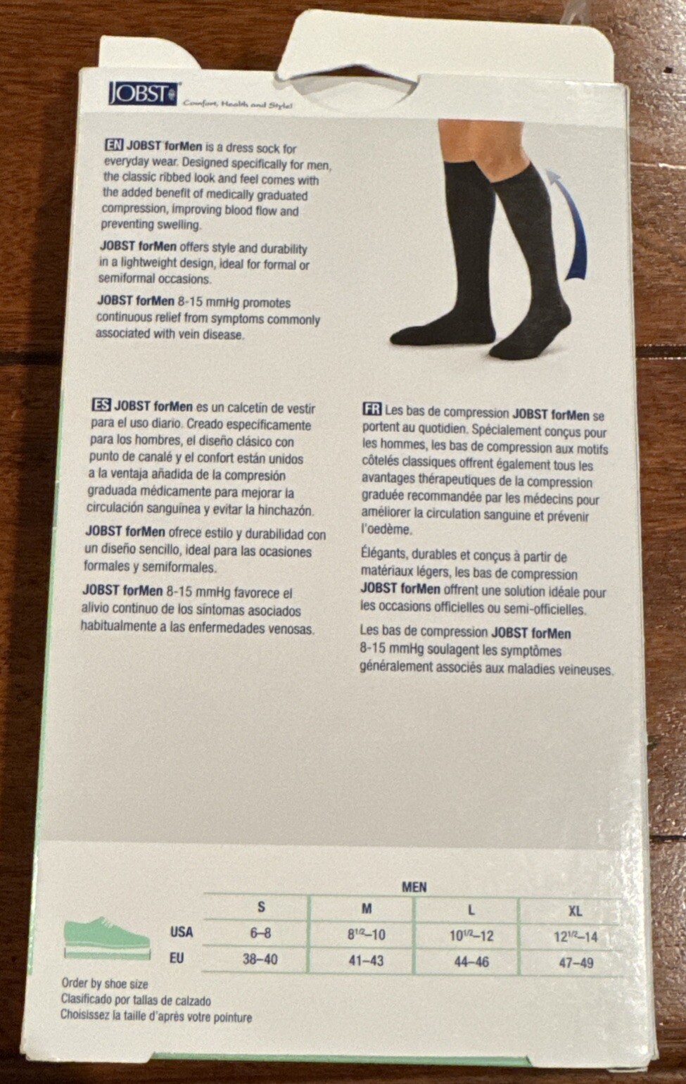 NEW Jobst Men’s Support Compression Knee High Socks 8-15 mmHg Black Large Mint!!