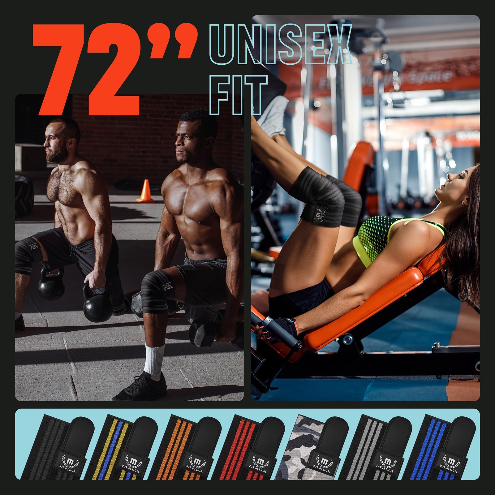 Knee Wraps (Pair) for Men & Women | Ideal for Cross Training, WODs, Gym Worko…