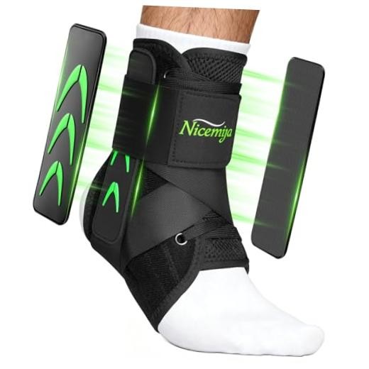 Upgraded Quick Lace Up Ankle Brace with Side Stabilizing Pads for Strong Medium