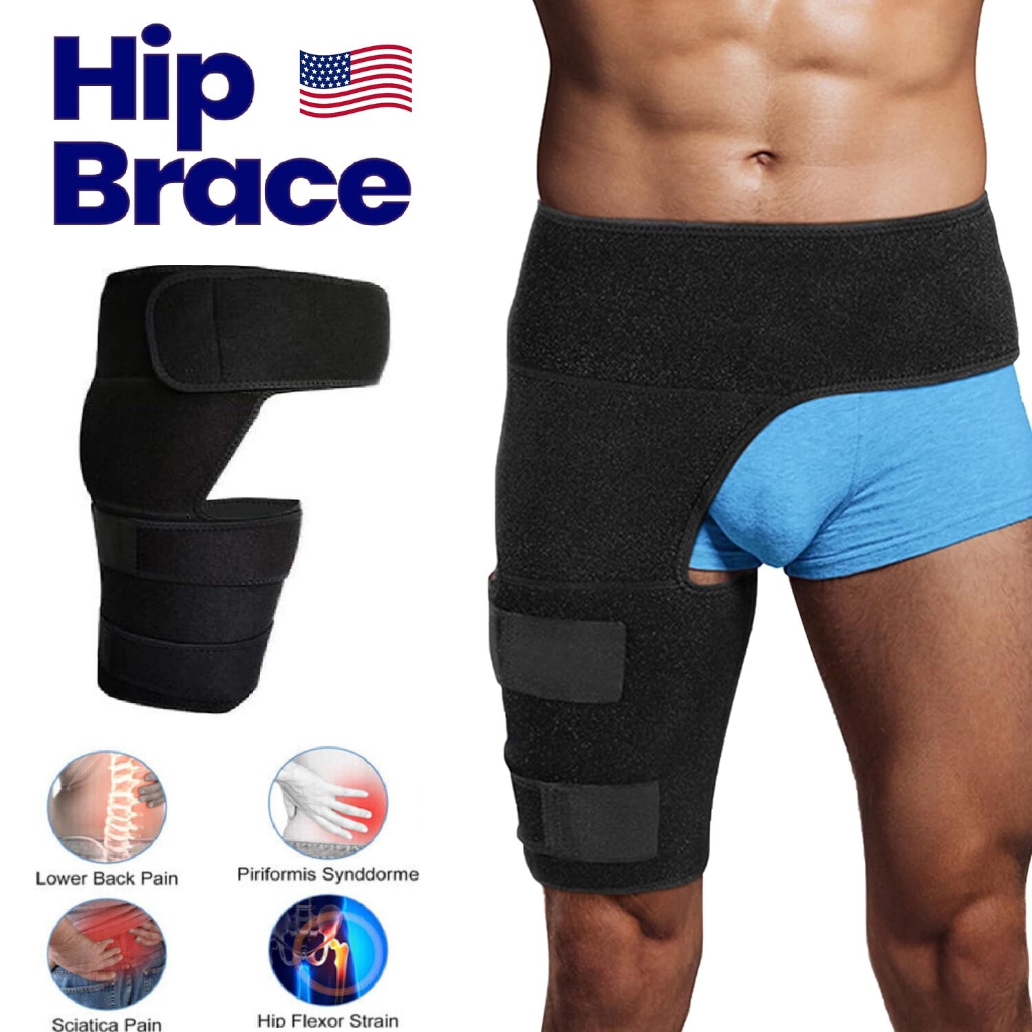 Compression Strap Hip Brace Sciatica Groin Pain Relief Thigh Support Wrap Unisex