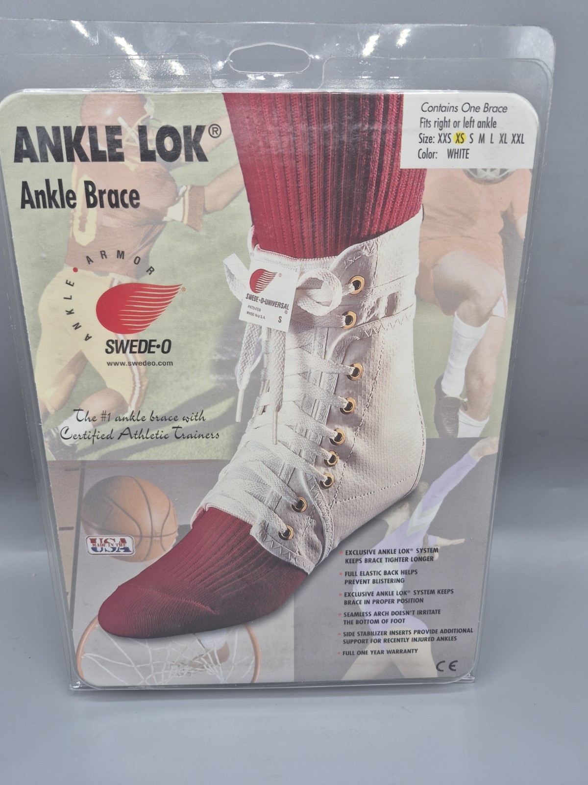 Swede-O Ankle White X-small Lok Ankle Brace NEW Free Shipping