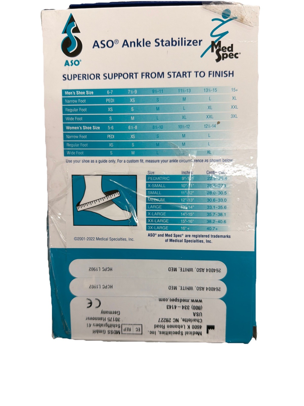ASO Ankle Stabilizer (XX-Small, White) – Ankle Brace for Sprained Ankle and P…