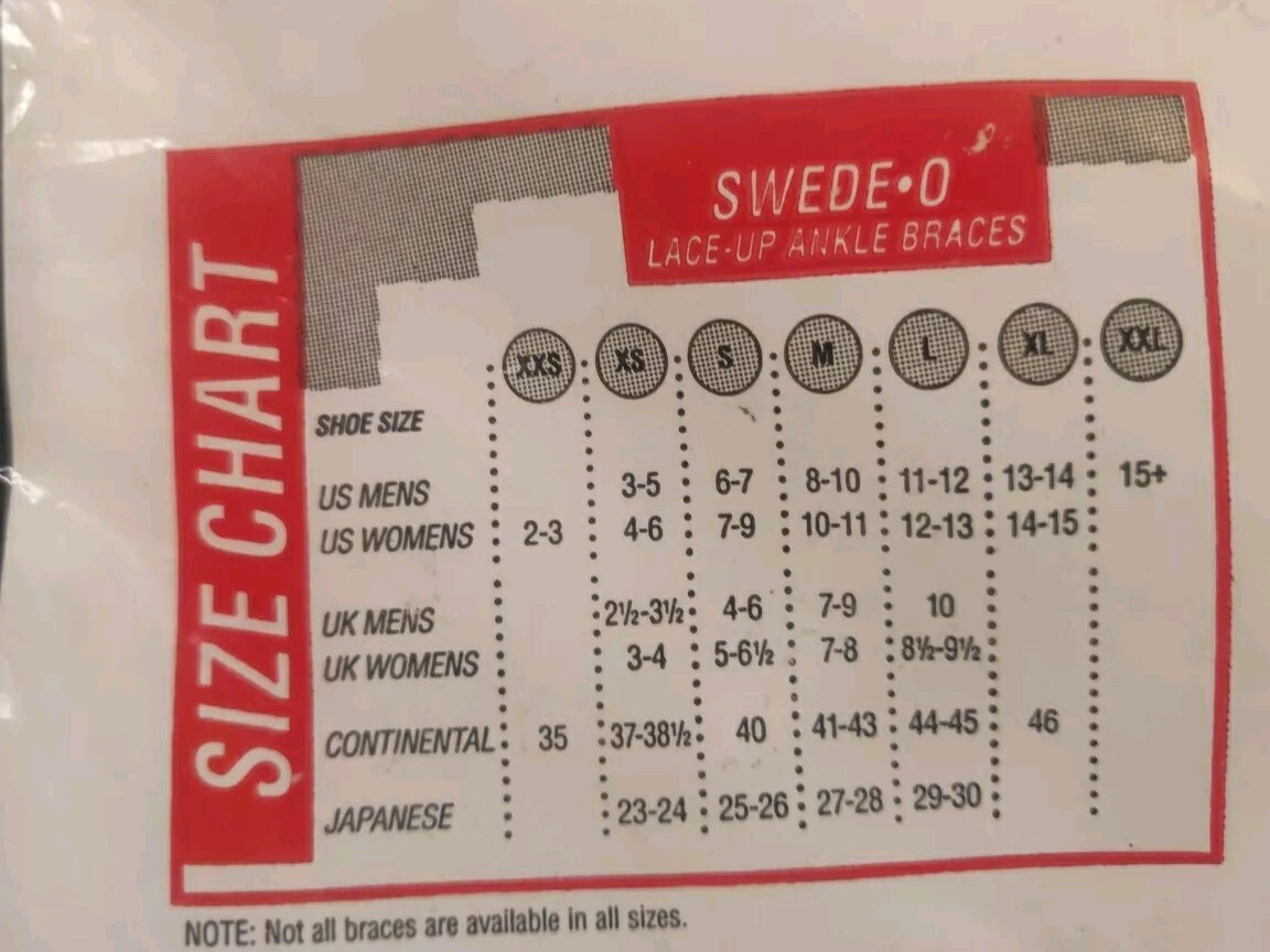 SWEDE-O Ankle Lok Brace Size XXL (US Size 15+) White Lace/Strap ~Good