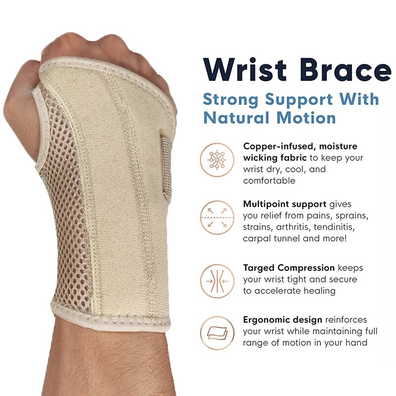 Wrist Hand Brace Night Support With Bone Splint Carpal Tunnel Sprain Arthritis