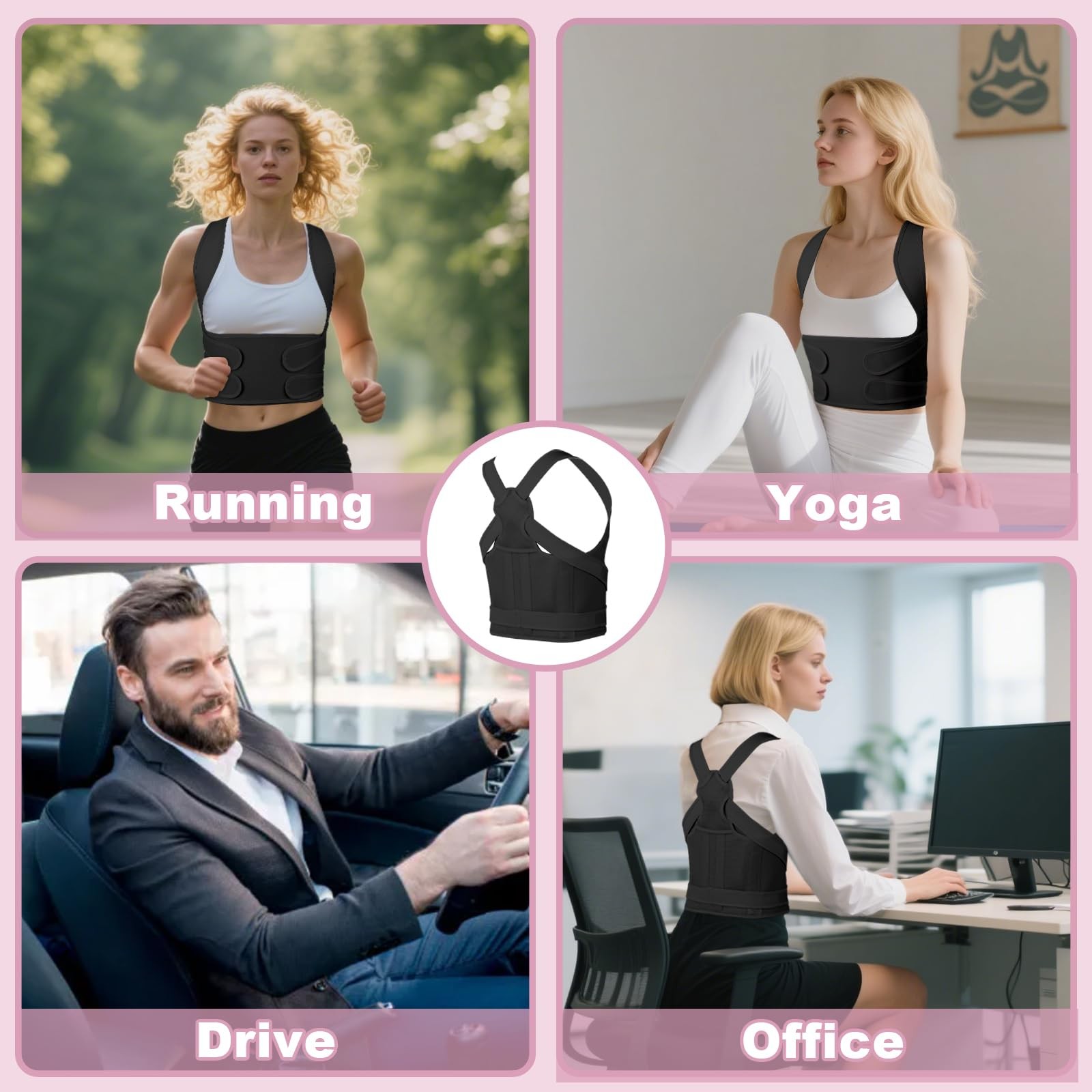 Posture Corrector for Women and Men,4 In 1 Adjustable Full Back Brace,Posture…