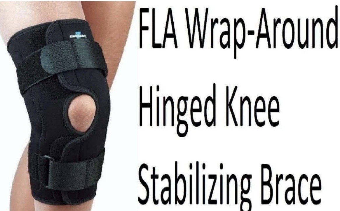 FLA Wrap-Around Hinged Knee Stabilizing Brace (Black) Small
