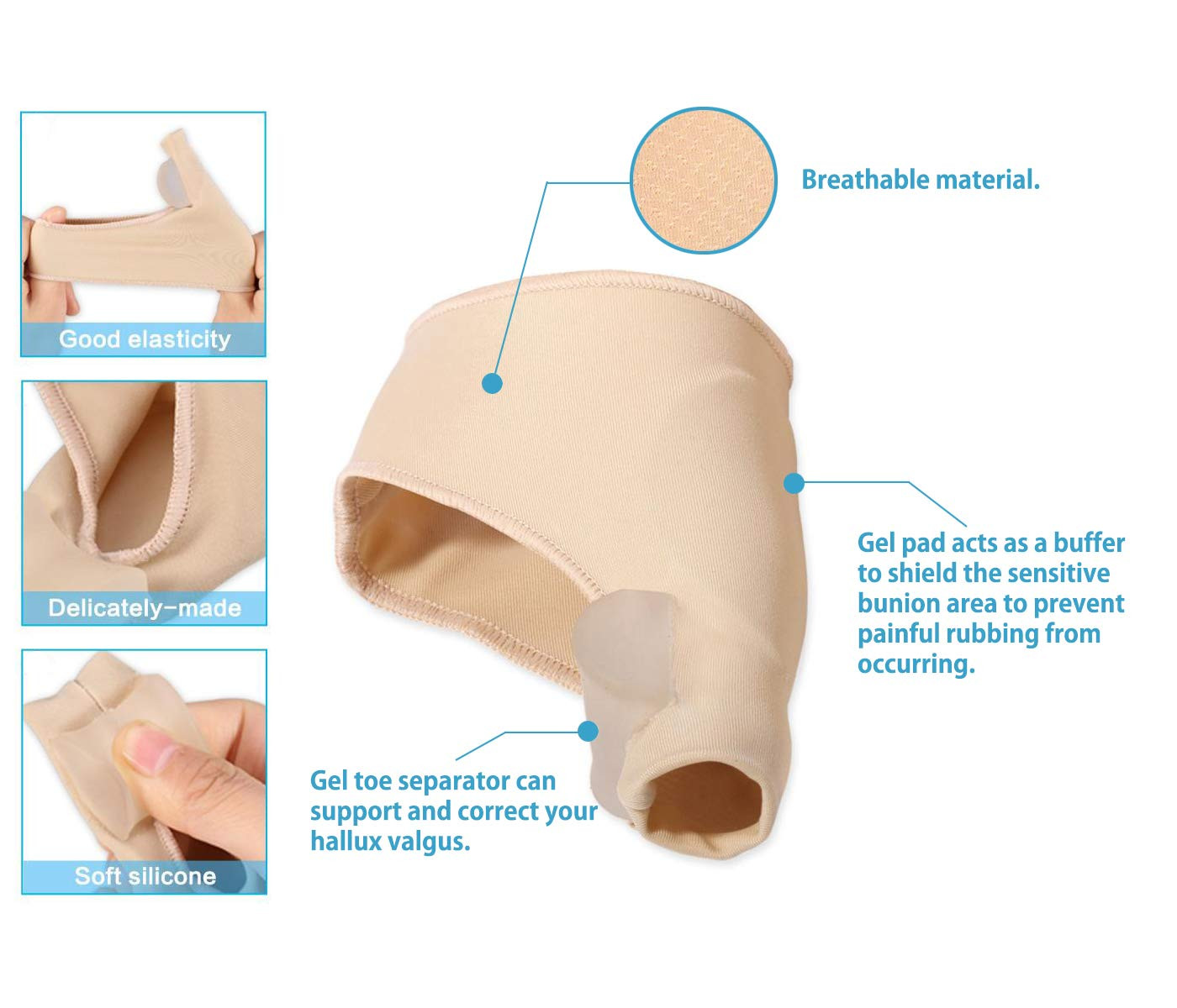 Bunion Corrector Splint Cushions Orthopedic Toe Separator Support Splint Turf…