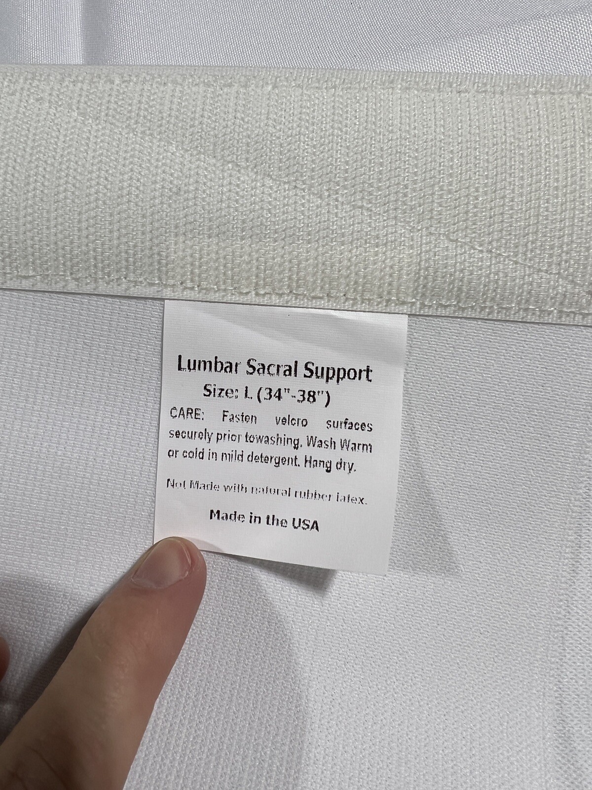 Lumbar Sacral Support Back Brace White Size Large