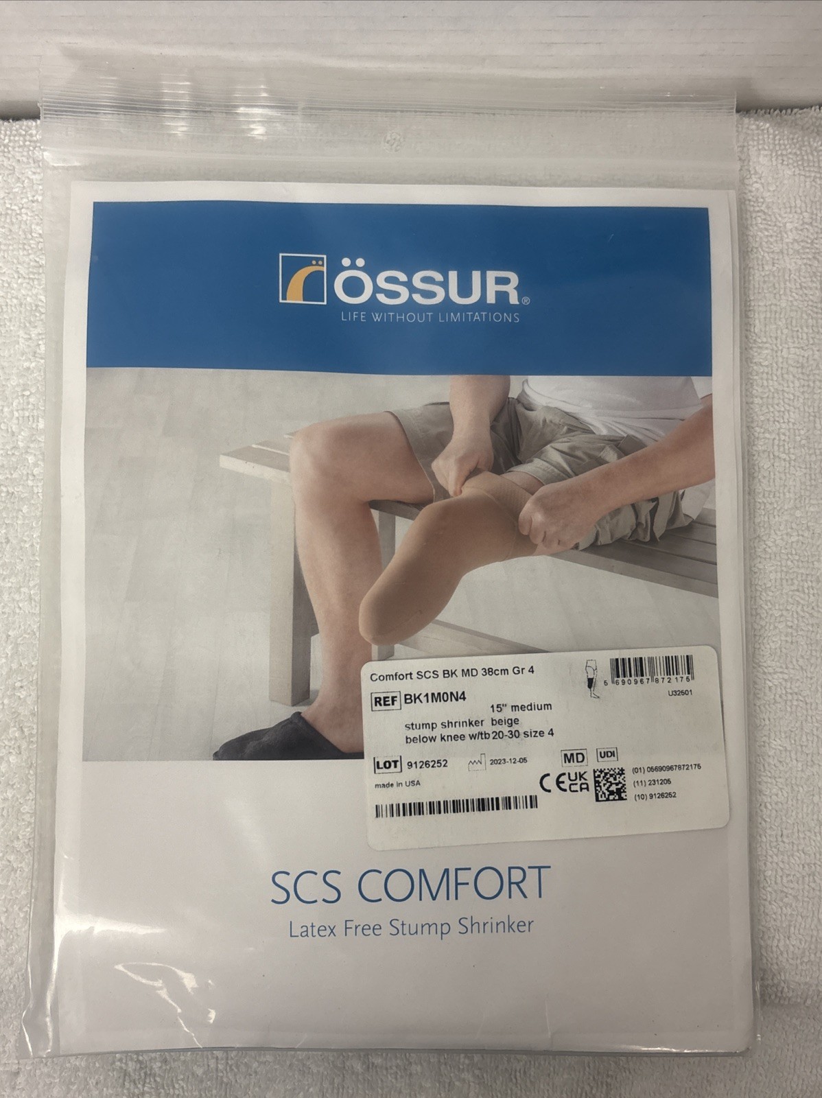 Ossur Beige Stump Shrinker BK1M0N4 15” Medium Below Knee 38cm 20-30 Size 4 Gr 4