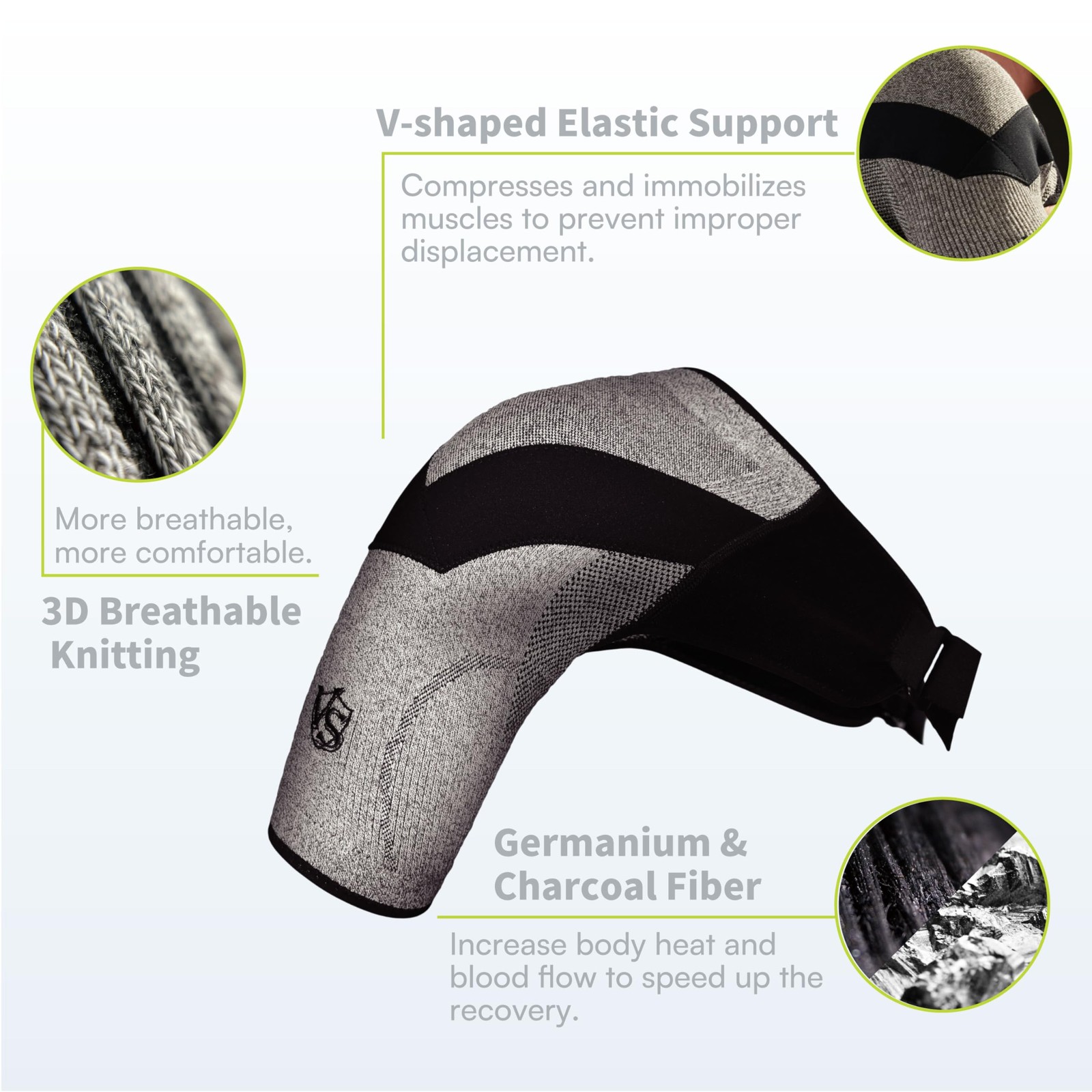 Vital Salveo Shoulder Brace Compression Sleeve Wrap with Medium (Pack of 1)
