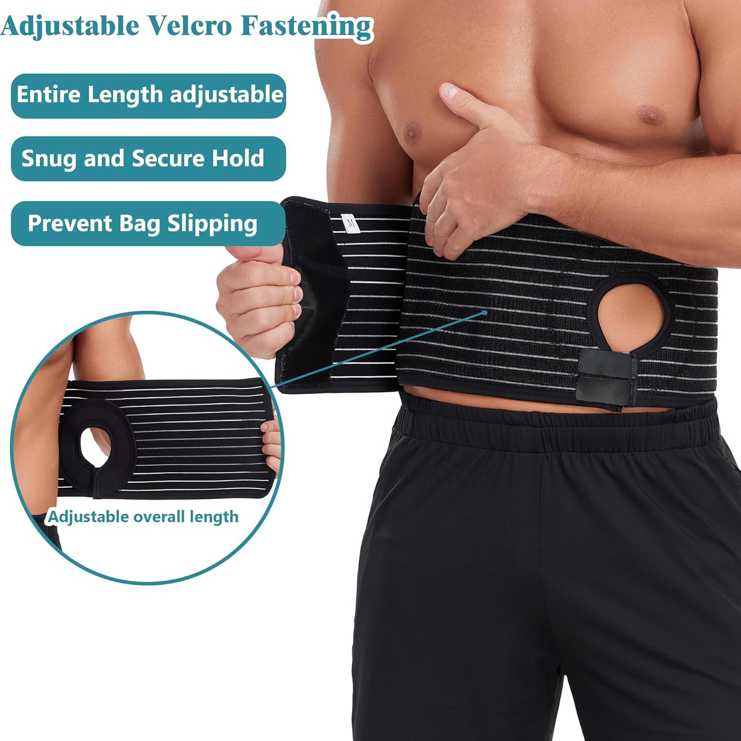 Ostomy Hernia Belt with Stoma Opening, Adjustable Ostomy Support Belt for Men &