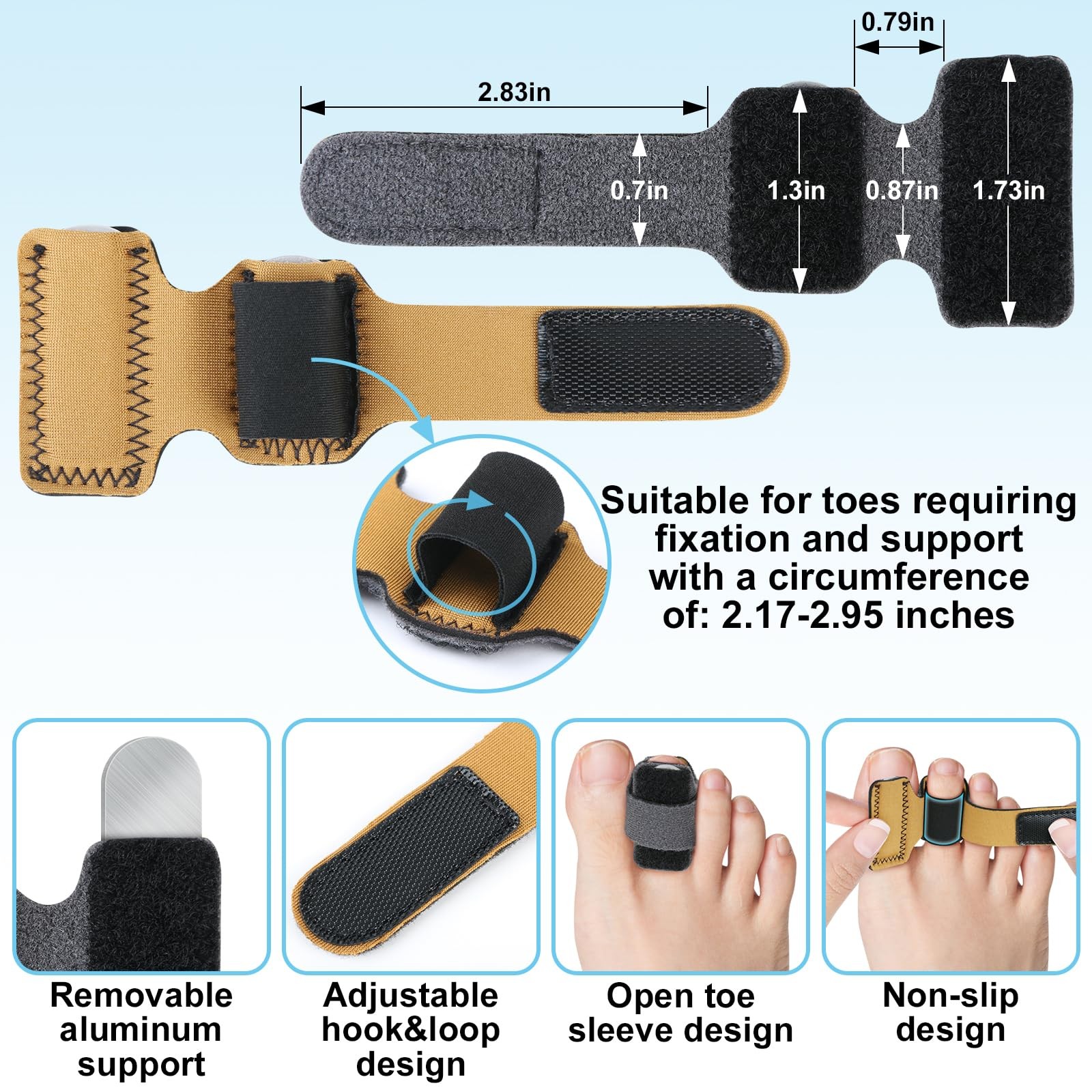 4pcs Hammer Toe Straightener with Aluminum Plate, Adjustable Hammer Toe Corre…