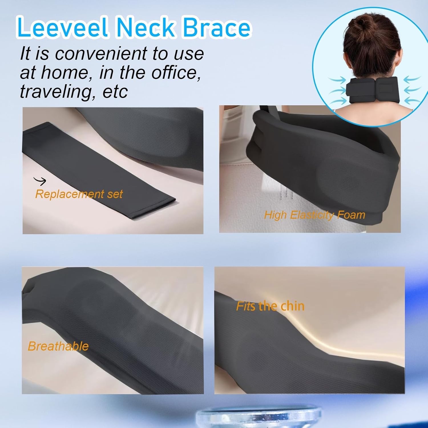 Breathable Adjustable Neck Brace for Pain Relief – Perfect for Sleeping & Travel