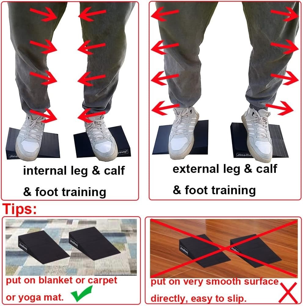 Squat Wedge Block Non-Slip Slant Board Calf Stretcher, 2pcs Ankle Knee Leg St…
