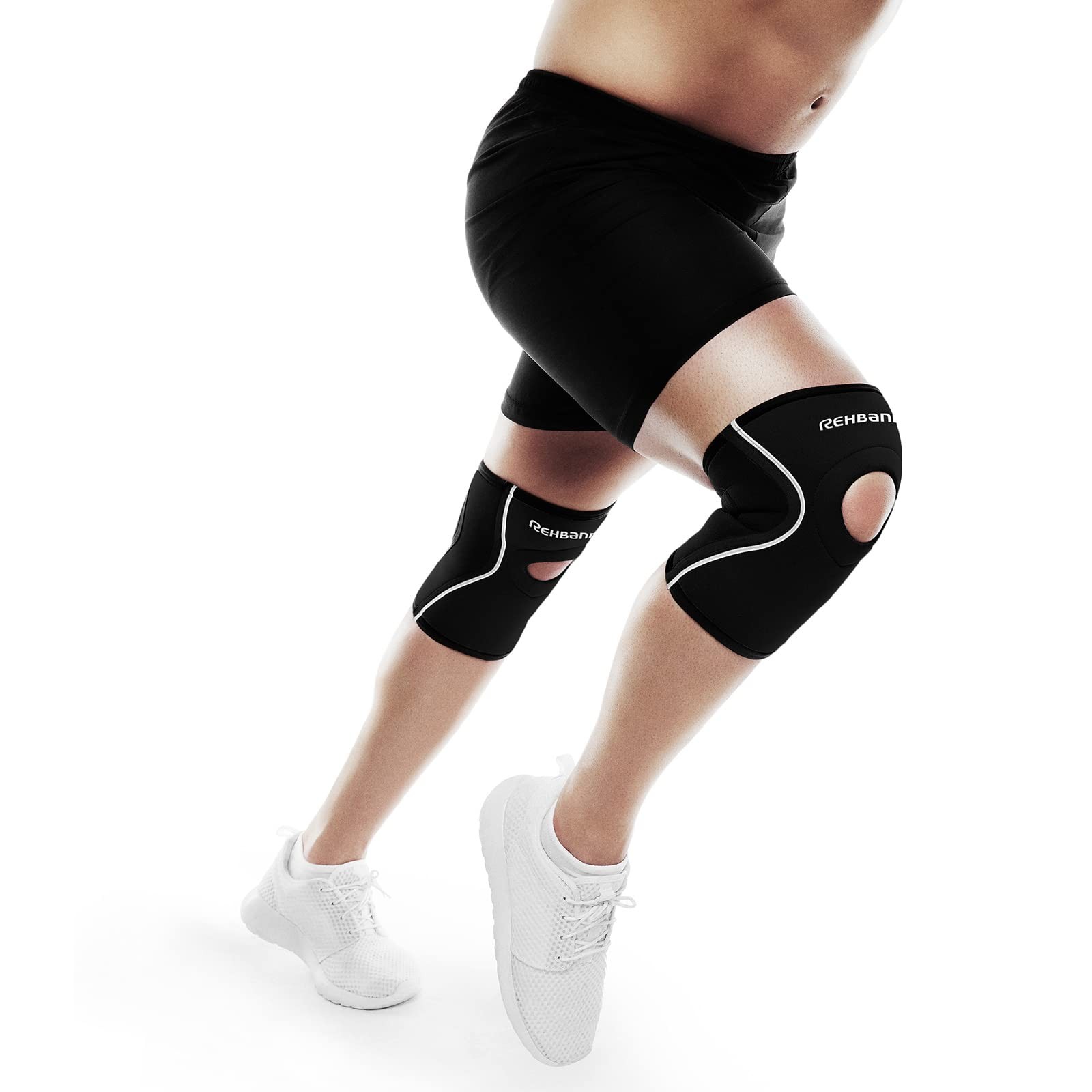 Open Patella Knee Brace 5mm Neoprene Supportive Sleeve Black Medium 1 PCS