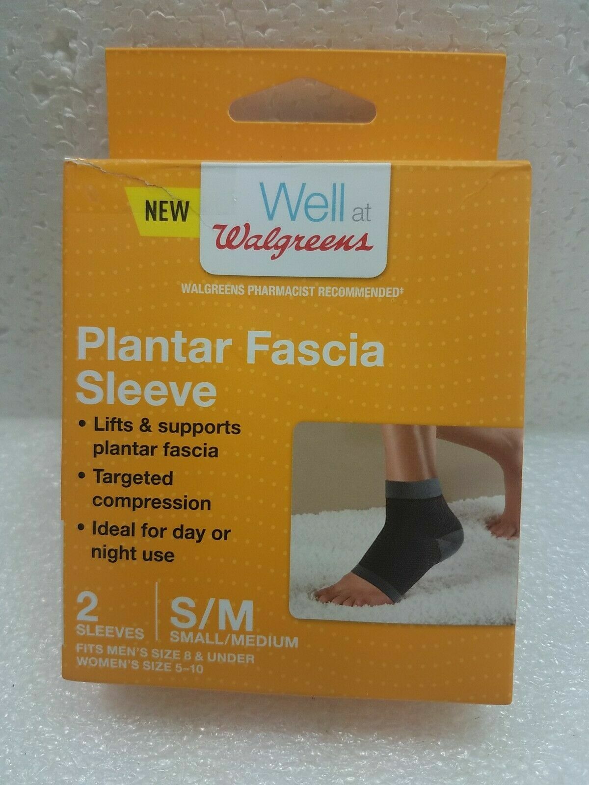 Walgreens Plantar Fascia Sleeves S/M~Mens Size: 8 & Under(Womens 5-10) 2 Sleeves
