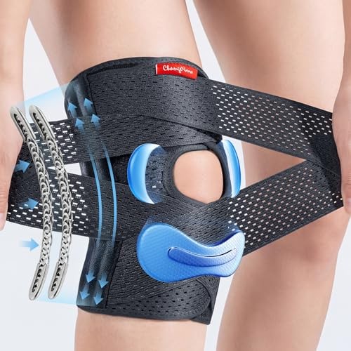Meniscus Knee Brace for Women and Men, Knee Support with Side Medium Black