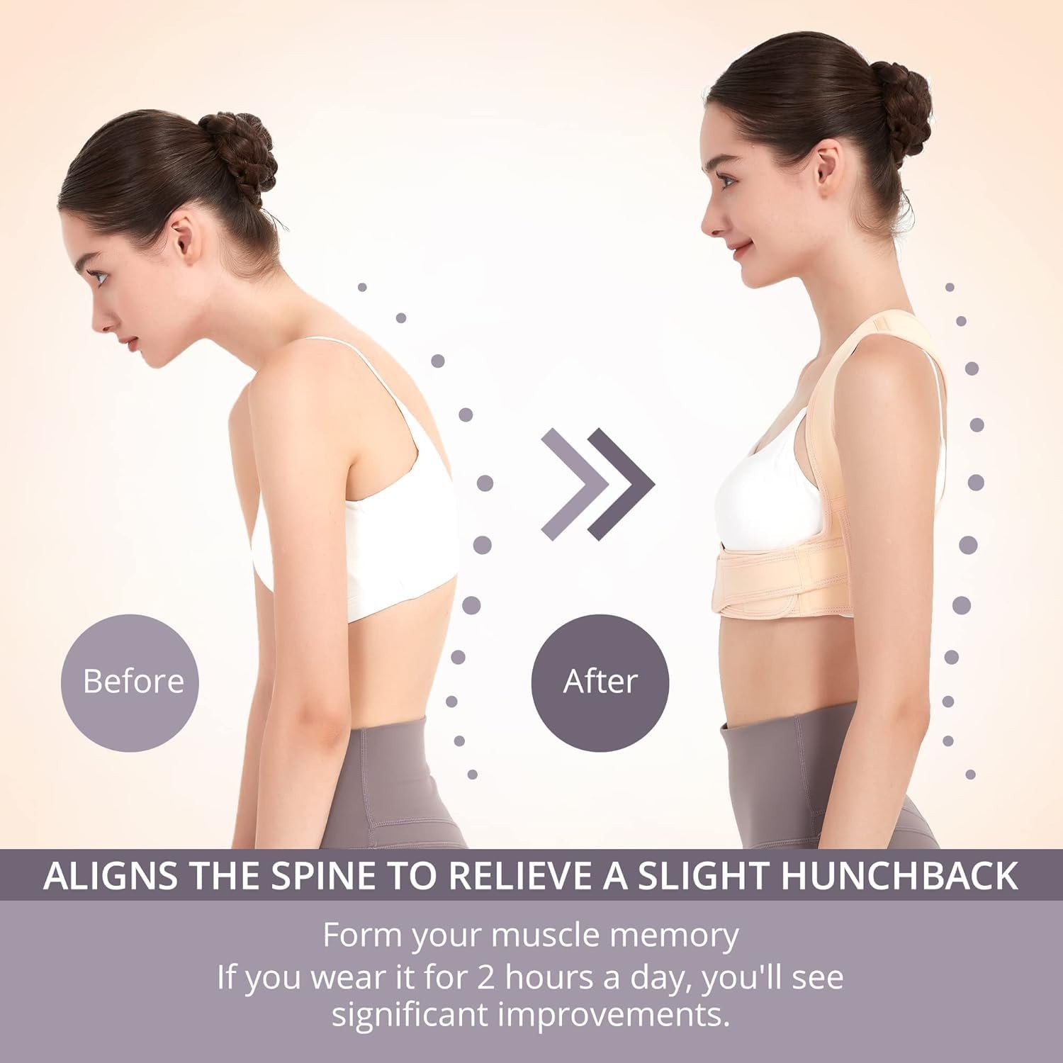 Breathable Beige Posture Corrector – Adjustable Back Support for Adults L/XL