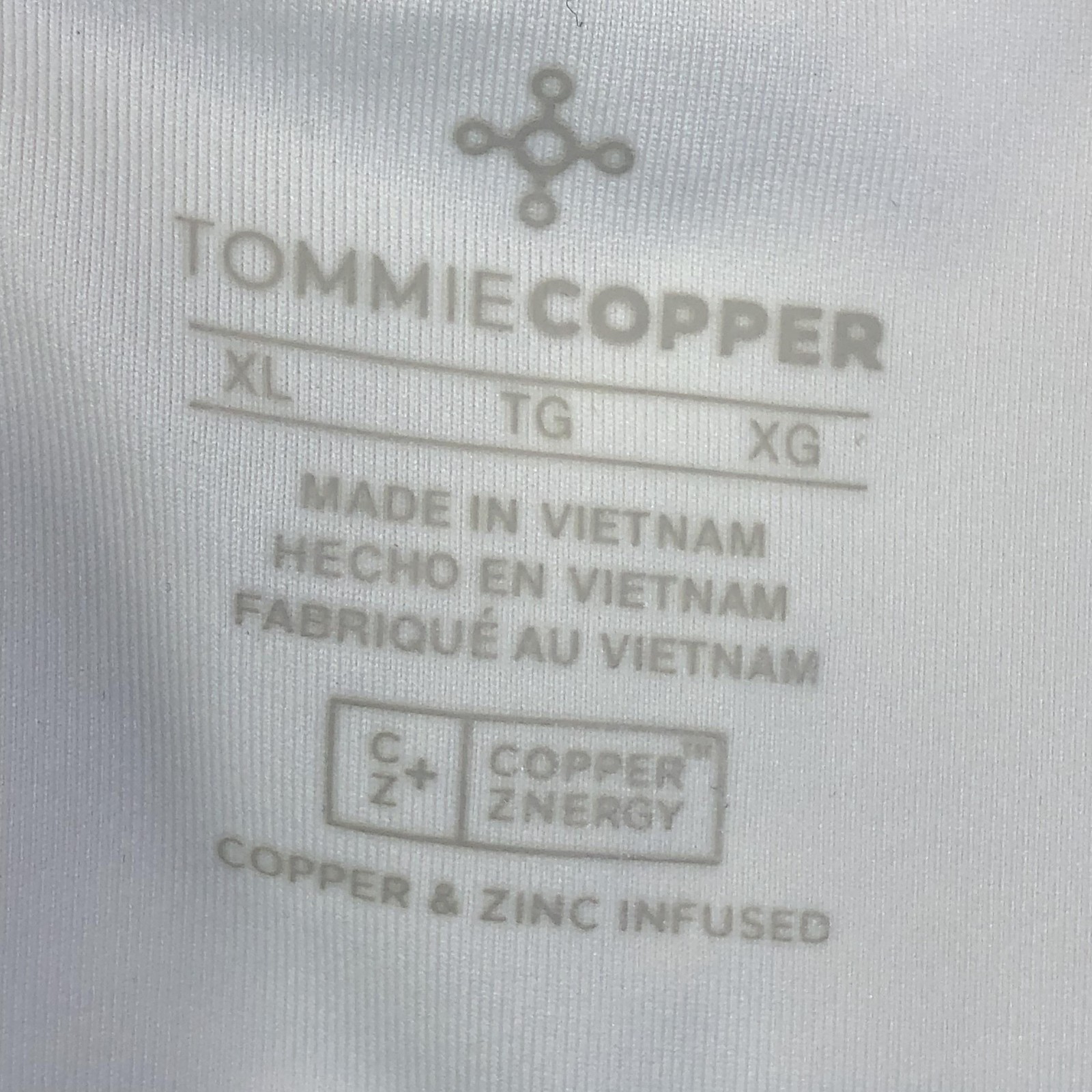 Tommie Copper Shoulder Support Compression Bra Womens XL White Zip Copper Znergy