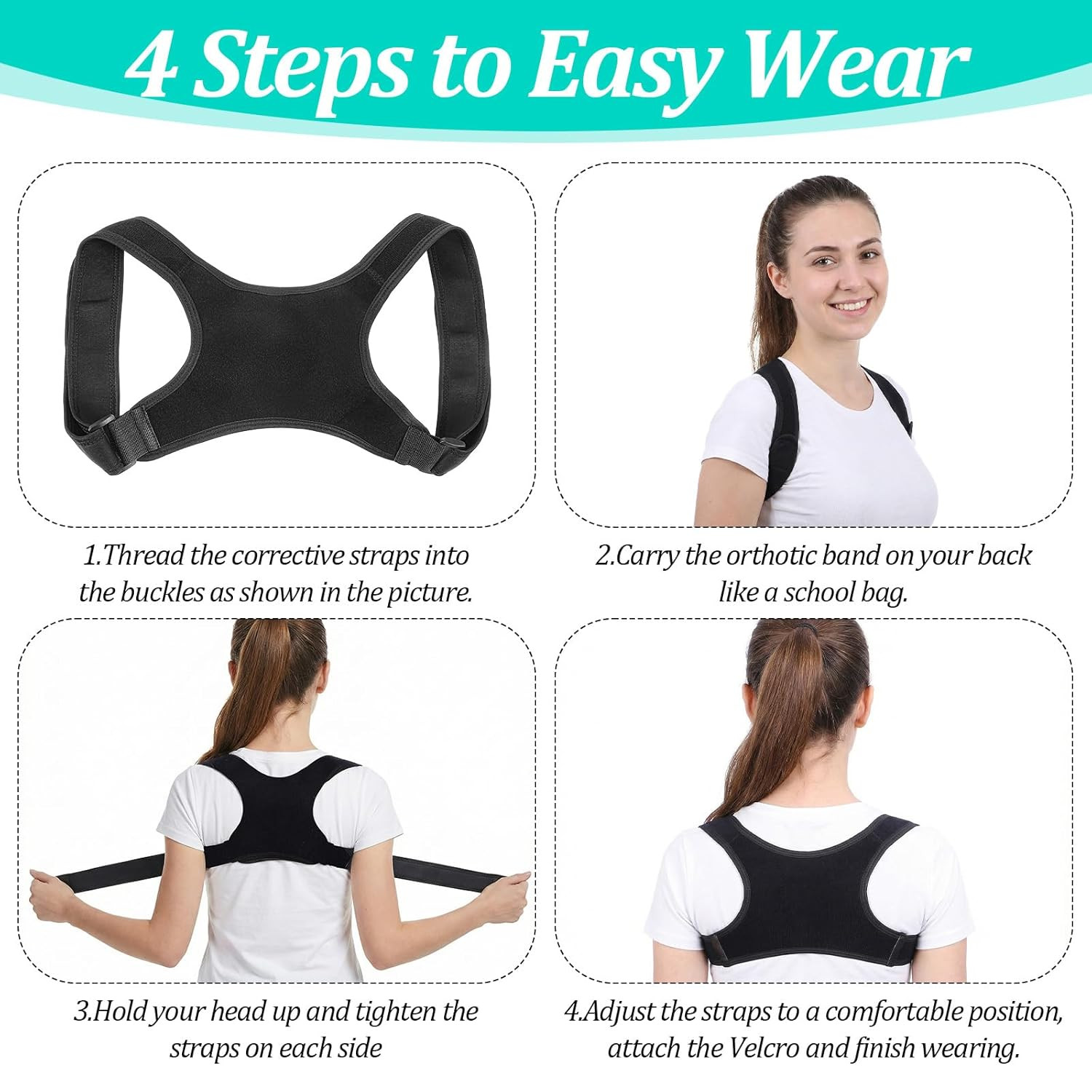 Posture Corrector Adjustable Comfortable Back Brace Lightweight Breathable Upper