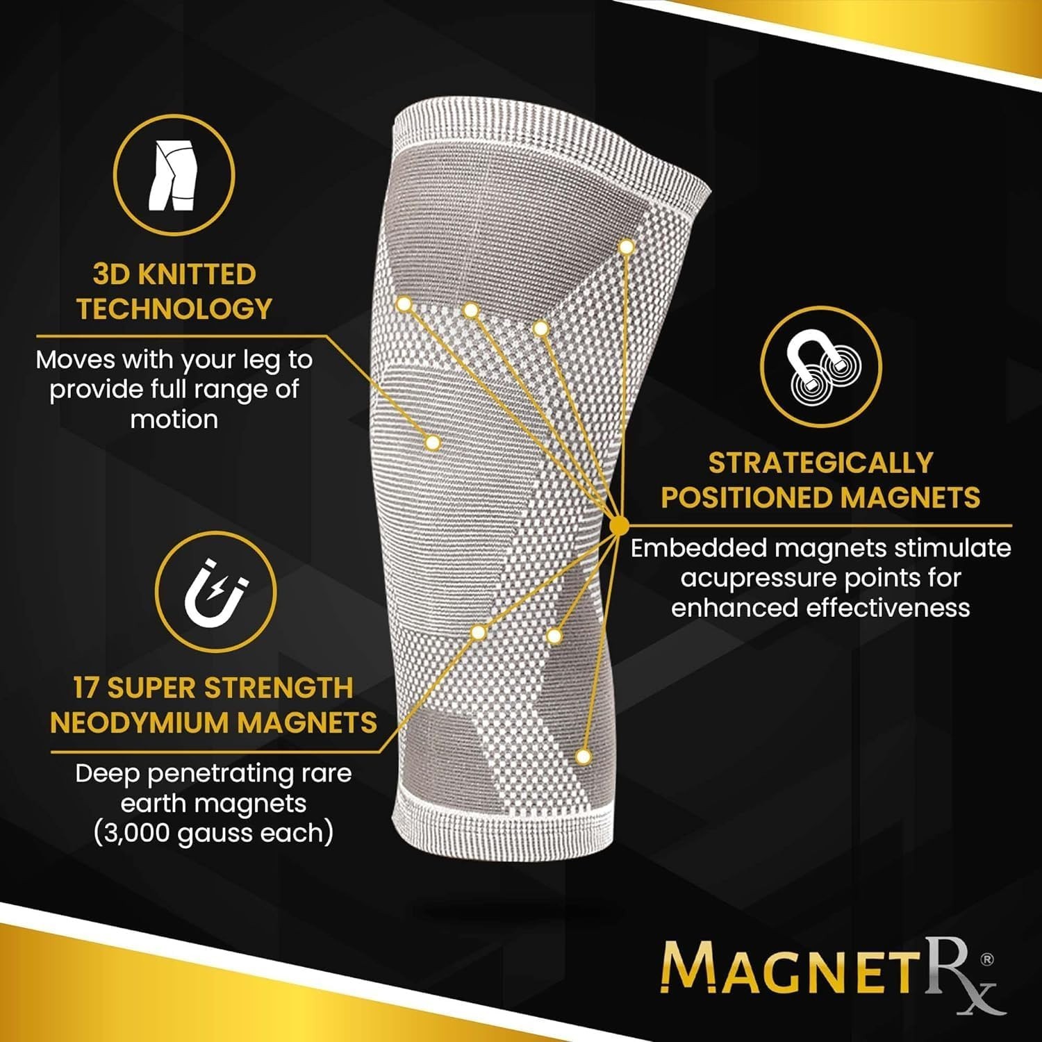 Magnetic Therapy Knee Compression Sleeves (Pair) Medium Knee Support Brace Pair