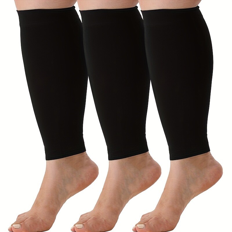 3 Pairs Plus Size 20-30mmHg Compression Calf Socks XL-7XL Footless Socks Unisex