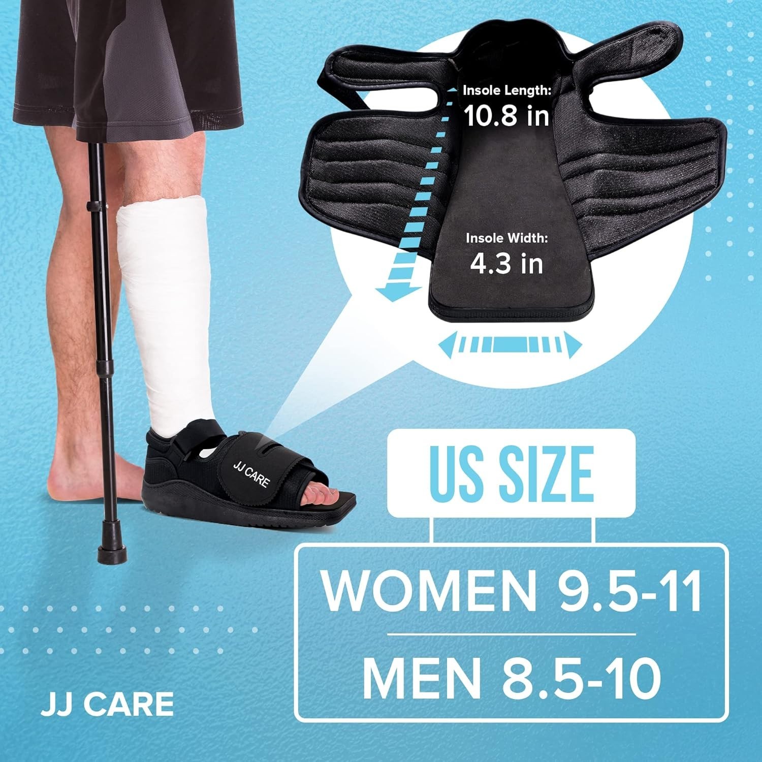 JJ CARE Post Op Shoe Medical Walking Cast for Broken Foot Toe Ankle Surgery Larg