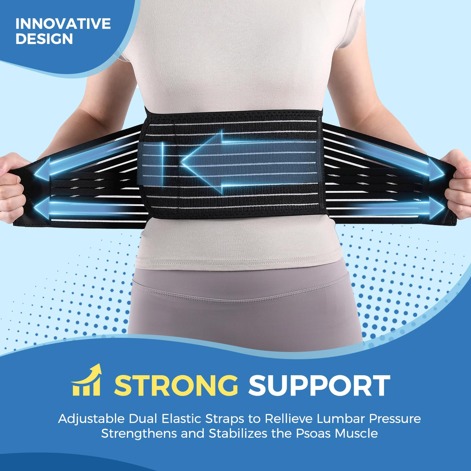 Back Support Brace for Posture with Stretchable Belt.Upgraded High-Elastic Strap